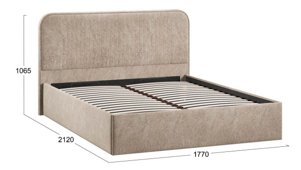 Кровать с ПМ «Тиффани» Тип 1 (с подъемным механизмом) Микровелюр Wellmart Dark Beige