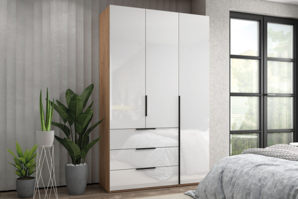 Шкаф 3-х дверный с полками и ящиками, 135 см Люкс