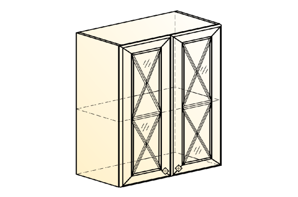 Мишель Шкаф навесной L600 Н720 (2 дв. крест.) (эмаль) белый/кофейный