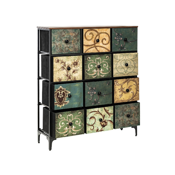 Комод Leset Лунет 12 ящ. Чёрный Коричневый Мульти зеленый