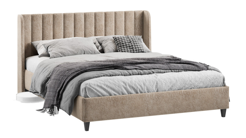 Кровать с ПМ «Шанель» (с подъемным механизмом) Микровелюр Wellmart Dark Beige