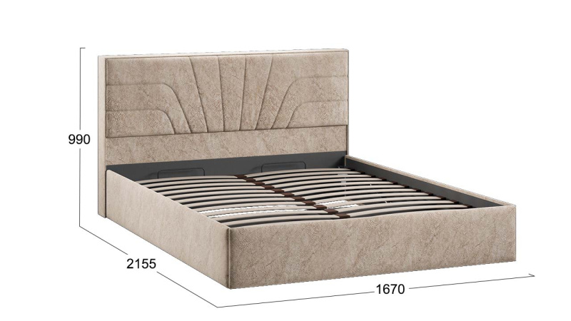 Кровать с ПМ «Пандора» Тип 1 (с подъемным механизмом) Микровелюр Wellmart Dark Beige