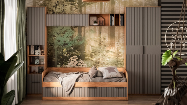 Детская «Хилтон» Дуб Крафт золотой, Графит матовый