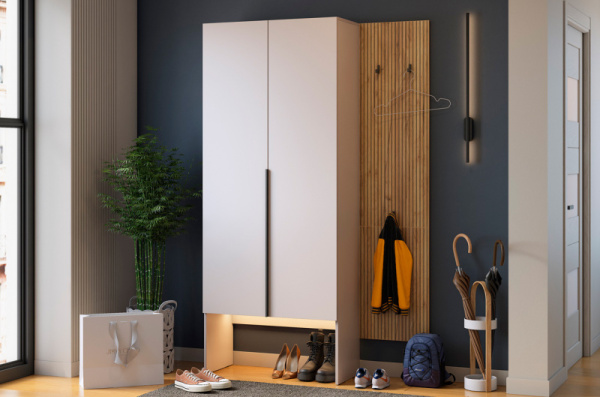 Прихожая "Мебельсон К6" (1200х350х1950) дуб крафт золотой/кашемир