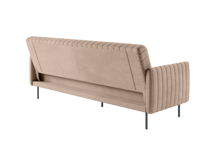 Баккара диван-кровать трехместный прямой с подлокотниками, бархат бежевый 05