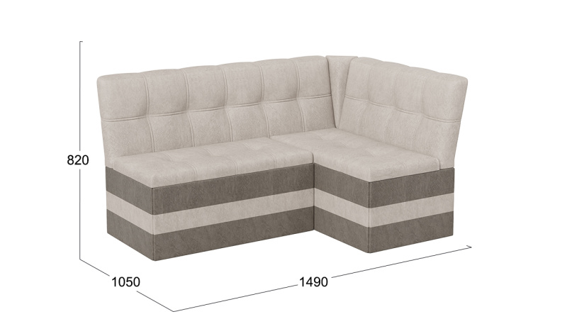 Скамья угловая «Оскар» исп. 2 Микровелюр Wellmart Dark Beige, Latte