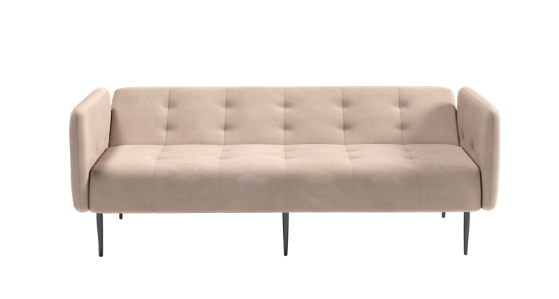Монако диван-кровать прямой с подлокотниками, трехместный, велюр бежевый Velutto 06