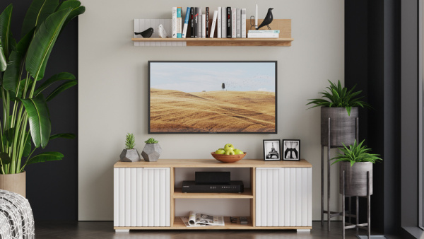 Набор мебели для гостиной «Хилтон» №5 Дуб Крафт золотой, Белый матовый